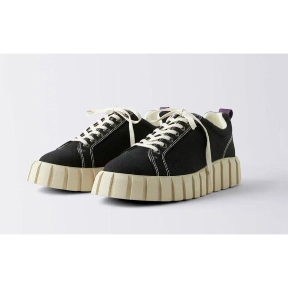 Eytys Odessa Canvas Sneakers Size 39 US 8.5 Womens Black $210 - Picture 1 of 15